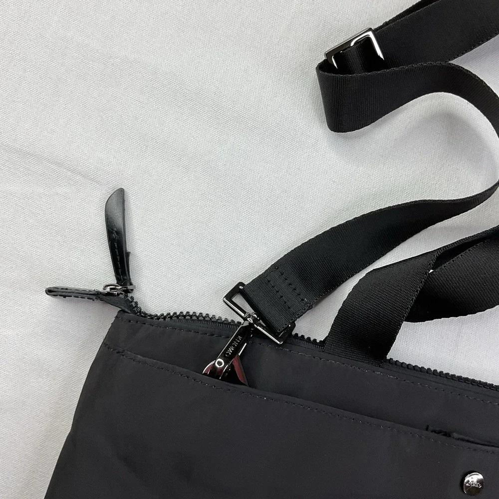 KNOMO Hanover Laptop Bag Briefcase Black Silver Nylon RFID Water Resist.